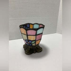 PartyLite Hydrangea Stained Glass Floral Votive Tea Light Candle Holder